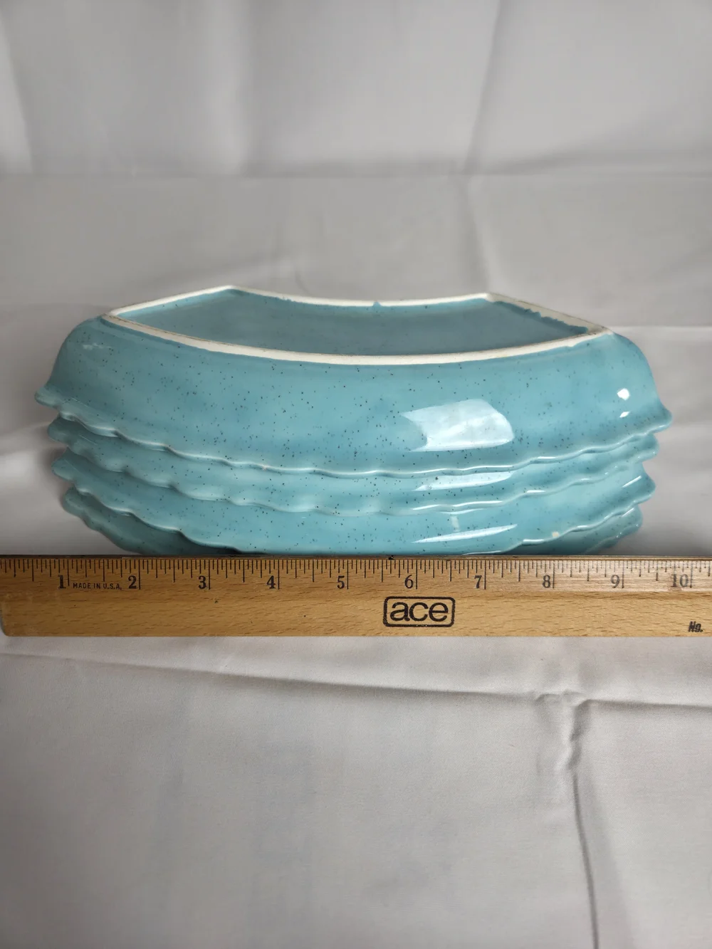 Vintage..Aqua Glazed Decorative Ceramic Bowl - Home Dining Serveware...